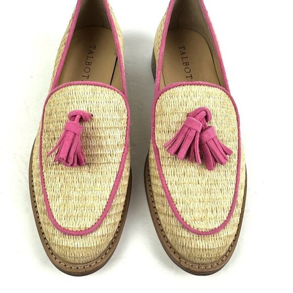 Talbots Leighton Loafer 5 Woven Tasseled Pink Tan Slip On Shoes Womens New - Picture 4 of 10